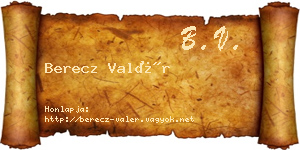 Berecz Valér névjegykártya